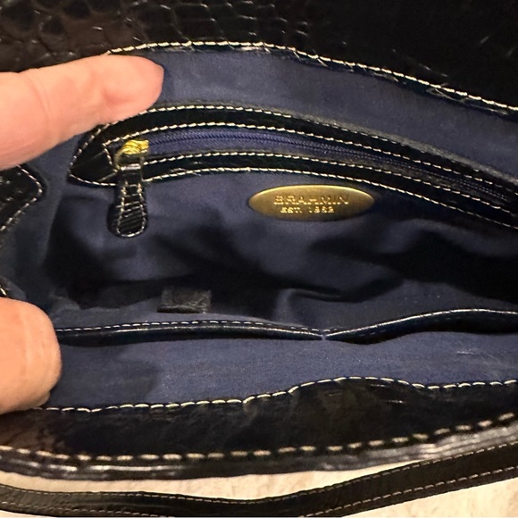 Brahmin Crossbody Animal Print Embossed Leather & Raffia Bag - Picture 8 of 9